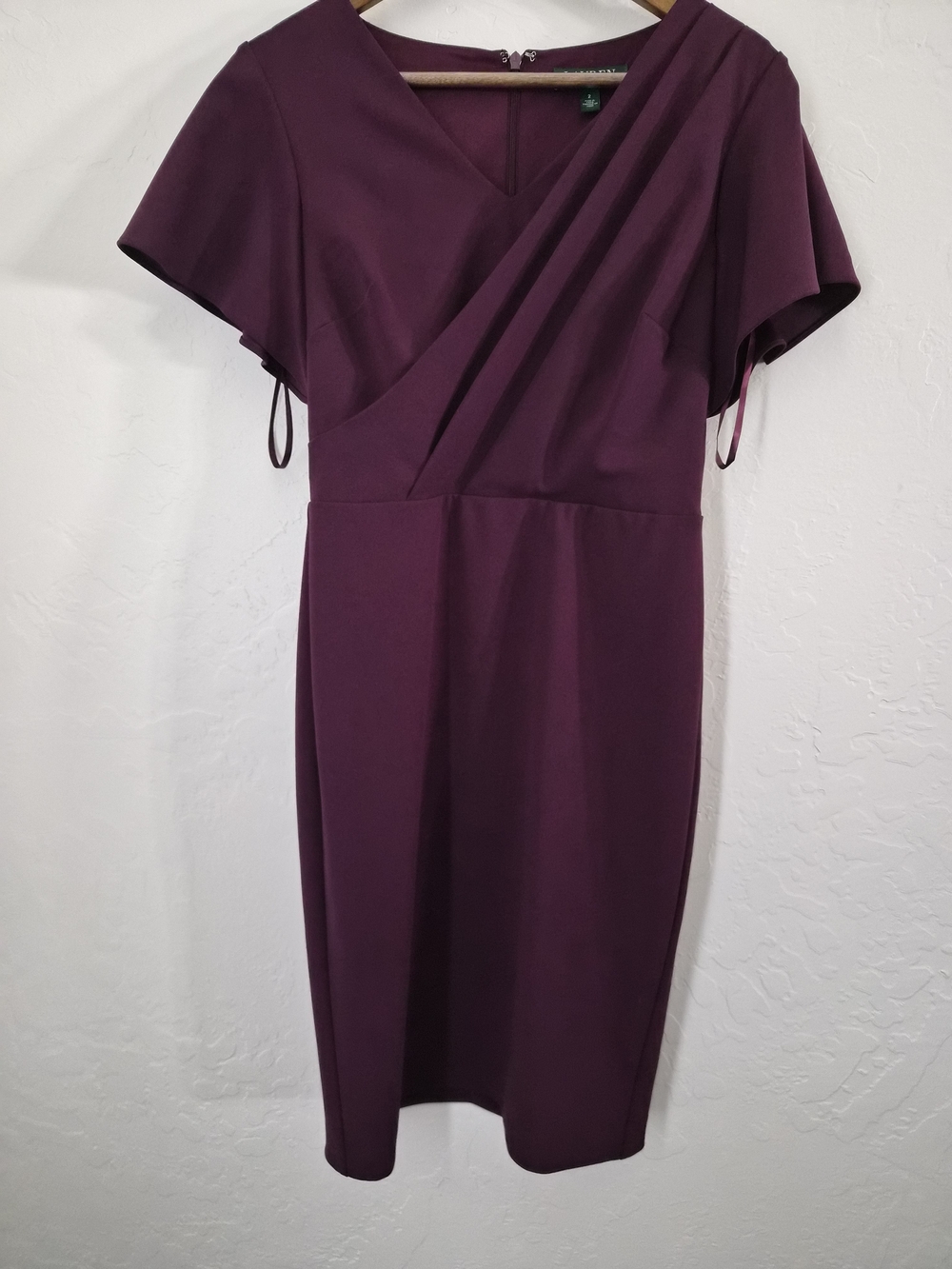 Lauren Ralph Lauren Plum Draped V-Neck Midi Dress
